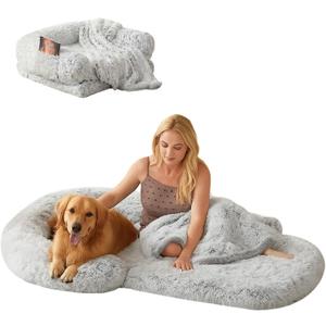Foldable Human Dog Bed for Adult, Orthopedic Memory Foam Large Pet Sofa, Washable Dog Couch with Removable Waterproof Cover, Sofa Bed for Adults Pets and Families, 74.8''x43.3''x11.81''