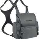 Binocular Harness Chest Pack, Hunting Bino Harness with Rangefinder Pouch & Binoculars Bag, Lightweight Portable Binocular Pack for Hunting, Hiking and Shooting (Dark Grey)