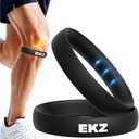 EKZ High-Elastic Silicone Patella Strap: Ergonomic Knee Band for Patellar Tendon Support, Pain Relief, Anti-Slip Design for Tendonitis, Running, Basketball, Jumping Sports, Unisex, 2-Pack (Black)