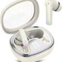 Wireless Earbuds, Bluetooth 5.4 Headphones, HiFi Stereo Bass Ear Buds, in Ear Earbuds with 4 ENC Noise Cancelling Mic, 45H, LED Display, IP7 Waterproof, Earphones for Android/iOS Sports, Off-White