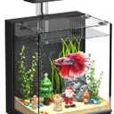 Beta Fish Tank, 2 Gallon Betta Fish Aquariums with Filter & Light, for Men, Fish Tanks for Kids & Starter, Black