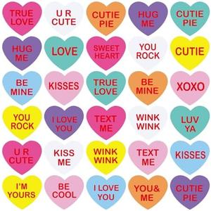 Dispowreath 600 Pcs Valentine's Day Heart Stickers for Kids Conversation Candy Heart Stickers with XOXO Love Be Mine Kisses Hug Me Text Me for Teachers Student Valentine's Day Party