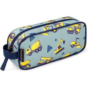 Choco Mocha Kids Pencil Case for Boys, Soft Zipper Pencil Pouch for Boys, Kids Pencil Case for School Truck Pencil Bag for Toddler Boy, Gray