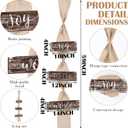 Farmhouse Christmas Decorations with Long Burlap Rustic Plaque Joy to The World Christmas Tree Decorations Large Xmas Wood Tree Hanging Ornaments Sign for Holiday Party Decorative Supplies