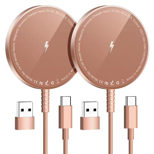 Magnetic Wireless Charger for iPhone: Compatible with Magsafe Charger iPhone 17 16 15 14 13 12 Series & Airpods 4 3 2 Pro-Fast 15W Max Charging Pad Strong Magnet, Dual USB-C/A Ports-Home Office Travel