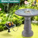 Solar Fountain for Bird Bath with Dry Run Protection Solar Powered Bird Bath Pump with 10 Nozzles,Resin Granite Rock Bird Fountain for Outdoor Water Features,Ponds,Can Cloudy Day UseWhite