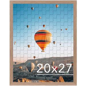 JCJMY 20x27 Picture Frame for Puzzles Poster Photo Picture, Horizontal and Vertical Formats for Wall Hanging, 20 x 27 Wall Gallery Poster Photo Puzzles Frame for 20 by 27 Photos Posters, Rustic Brown