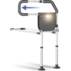 Agrish Bed Rails for Elderly Adults Safety - Bed Rail with Motion Light & Dual-Row Adjustable Legs - Bed Cane for Seniors, Surgery Patients & Handicap, Fit King Queen Full Twin Bed