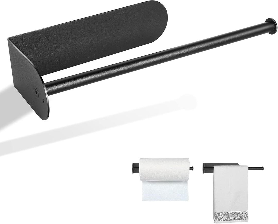 Kitchen Magnetic Stainless Steel Paper Towel Holder for Refrigerator, Grill, Toolbox (Magnetic-30cm-Black-B) (12inch)