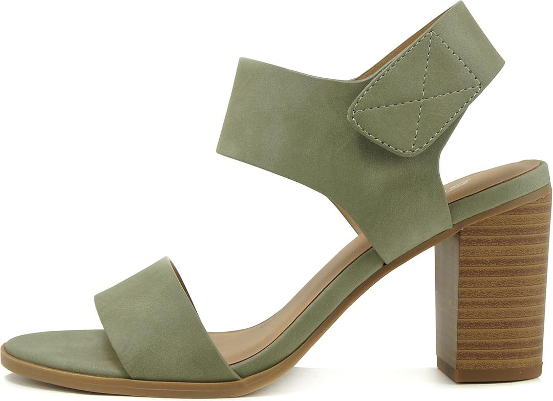 Soda Wait-A ~ Women Open Round Toe Chunky Heel Ankle Strap High Heel Dress Sandals (6)