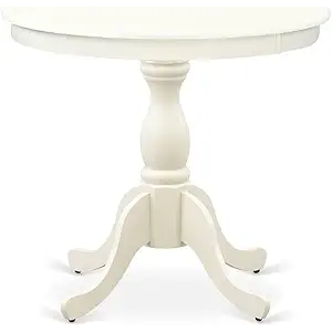 East West Furniture AST-LWH-TP Antique Modern Kitchen Table - a Round Dining Table Top with Pedestal Base, 36x36 Inch, Multi-Color