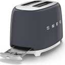 Smeg 50's Style Retro Aesthetic 2 Slice Toaster 6 Presets Extra Wide Slots Grey, TSF01GRUS