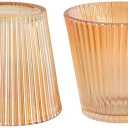 Small Glass Amber Stripe Lamp Shades Set of 2 Art Blown Lampshades,1.3lb,3.35" Top x 4.92" Diameter x 4.72" Height,Replacement Mini Lamp Shade for Floor Lamp Table Wall Lamp Chandelier Island Decor