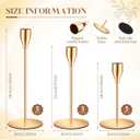 FillTouch 30 Pcs Gold Candlestick Holders with Flameless LED Candles Bulk Includes 15 Metal Candle Holders and 15 Battery Operated Taper Candles for Wedding Valentines Table Centerpieces Home Decor