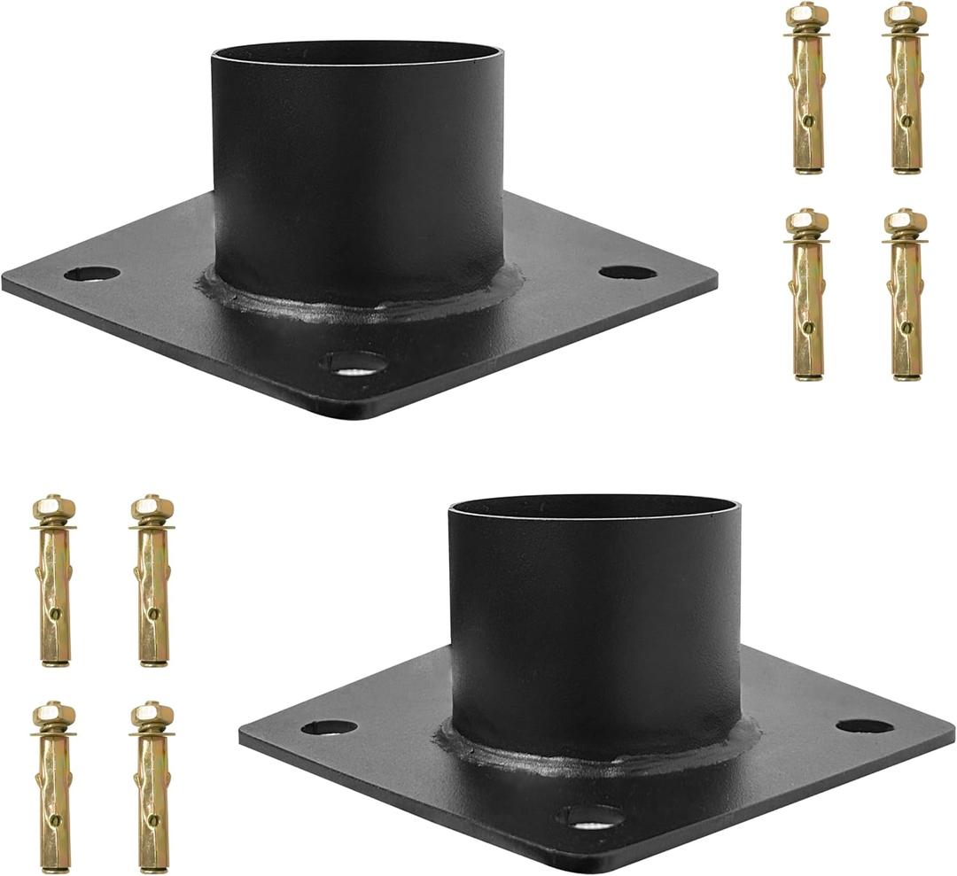 3 Inch Pier Mount Base - Heavy Duty Metal Post Light Adapter - Outdoor Bracket for Lights, Mailboxes, Light Poles & Flagpoles 2-Pack Black