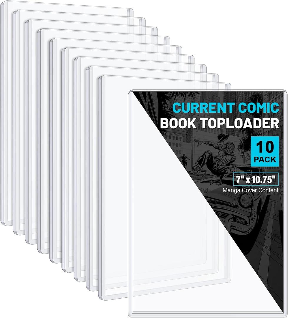 10ct Current Comic Book Toploader, Hard Crystal Clear Comic Book Sleeves, Modern Comic Book Display Sleeves, Premium PVC Comic Book Holder, Comic Book Protector for Storage, Collection