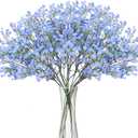BOMAROLAN Artificial Baby Breath Flowers Fake Gypsophila Bouquets 12 Pcs Plastic Fake Real Touch Flowers for Wedding Decor DIY Home PartyBlue