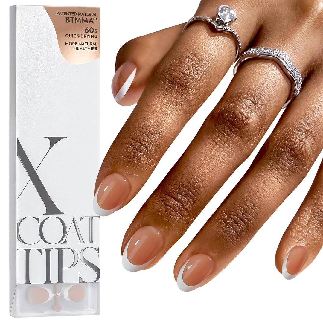 BTArtboxnails French Gel Nail Tips - French Tip Press on Nails Brown Extra Short Almond XCOATTIPS for Nail Extensions