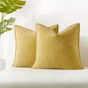 JUSPURBET Decorative Pillow Covers 22x22 Set of 2 Throw Pillow Covers for Couch Sofa Bed Cozy Chenille Cushion Covers Cases with Hidden Zipper for Living Room Home Decor,Yellow