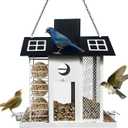 HONGLAND Solar Bird Feeders House for Outside Hanging, Metal Wild Bird Feeder for Outdoors Hanging, Large Capacity, Weatherproof and Durable, Cardinal Bird Feeder Garden Lantern Backyard Decor