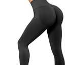 RXRXCOCO Womens High Waist Tummy Control Leggings Ruched Butt Lift Yoga Pants Workout Tights (M)