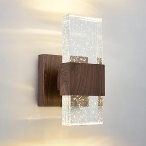 Bubble Crystal Wood Style Wall Sconce Walnut Finish Wall Lamp LED Sconce Rustic Wall light Fixture for Bedroom Living Room Bathroom Farmhouse Hardwired Pared de estilo de madera sconce luz