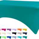 BDDC Table Covers for 6 Foot Tables, Jade Green Washable and Wrinkle Resistant Stretch Tablecloths Rectangle 6ft for Events, Wedding, Banquets, Parties