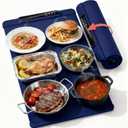 Food Warming Mat, 10s Fast Heating with 5 Modes & 10 Temp Settings, 0.5-10H Timer, Foldable & Easy-Clean Food Grade Silicone Mat for Desk, Table, Home Kitchen (Blue, 26 * 15 Inch)