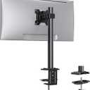 Ergear Monitor Mount for Most 13-32" Computer Screens up to 17.6lbs, Improved LCD LED Monitor Riser, Adjustable Height and Angle, Single Gaming Desk Mount Stand, Black, EGCM12