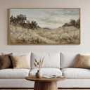 Large Framed Vintage Neutral Landscape Wall Art for Living Room, 60x30 Inch
