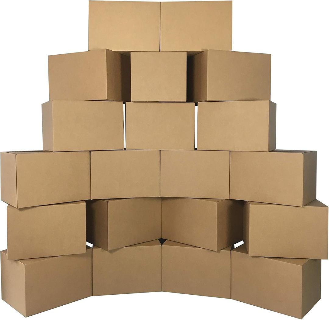 18 x 14 x 12 inch Medium Size Boxes, 15 Pack, Single Wall Corrugated Cardboard Moving & Storage Boxes for Packing, Moving & Storage