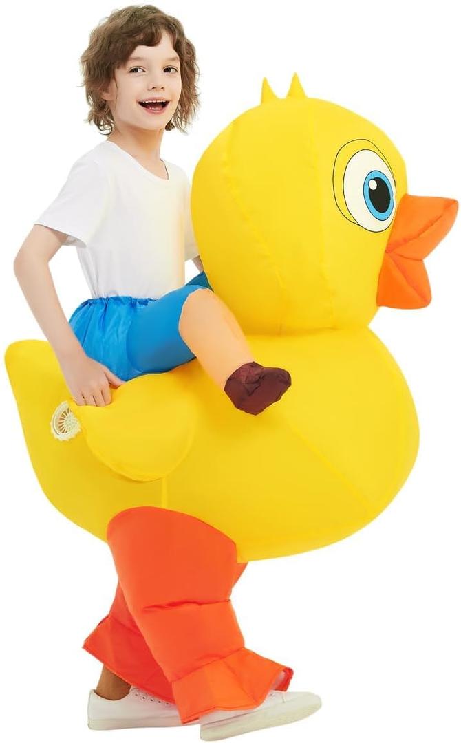 COMIN Inflatable Yellow Duck Costume Cute Blow up Funny Party Halloween Costume for Kids (48")