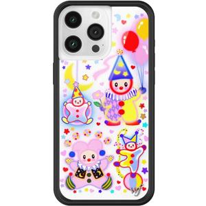 Wildflower Cases - Compatible with iPhone 15 Pro Max | Protective Black Bumper, 6.5ft Drop Test Certified, Women Owned Small Business | Circus Stars Moon Aesthetic Trendy Cute | Clown Around