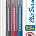 Pentel Clic Retractable Eraser with Grip, Assorted Barrel Colors (ZE21BP3M) (Pack of 3) (Multicolor)