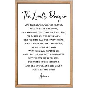 FZMHASLWW The Lords Prayer Wall Decor Art 24"16" Our Father Prayer Bible Verse Sign Large Wood Framed Wall Hanging (Wood)