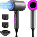 slopehill Professional Ionic Hair Dryer, Powerful 1800W Fast Drying Low Noise Blow Dryer with 2 Concentrator Nozzle 1 Diffuser Attachments for Home Salon Travel (Pink)