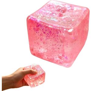 Premium Block Cube Squishy Ice Cube Squishies for Adults, Squishy Cube, Stress Cube (Pink)