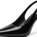 RIBONGZ Sexy Slingback Pumps Elegant Dressy Heels for Women Closed Toe Pointy High Heels Wedding Bride Prom Party Evening Shoes (11, Black)