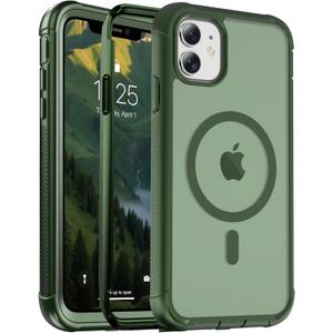 Magnetic for iPhone 11 Case, [Compatible with MagSafe][Military Grade Drop Protection][Heavy Duty Protection][Non-Slip][Shockproof] 2-Layer Durable Bumper Phone Case 6.1''-Army Green