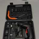 Rechargeable Electric Screwdriver Portable Set, 3.6V with 47pcs Cordless Accessories, Dual Position Handle and LED Headlight (Black)