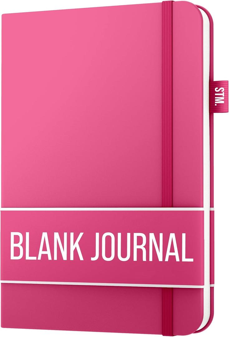 A5 Blank Journal Notebook | Plain 150 pages, 120gsm thick paper, 2 bookmarks, penloop, Acid-Free Paper | Scribbles That Matter Men and women journals for writing, (5.75" x 8.25") | Pink