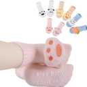 Toddler Grip Socks, 4-Pairs Baby Non-Slip Socks with Floral Designs for Girls and Boys