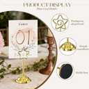 Urban Deco 16 Pieces Table Card Holder Place Card Holders 4 inches Steel Card Holders for Photos, Food Signs, Memo Notes, Weddings, Restaurants, Birthdays (Gold Pentagram)