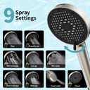 SR SUN RISE NSF Certified Filtered Shower Head with Handheld for Hard Water to Remove Chlorine High Pressure 9-Spray Setting (with Power Wash) Anti-Clog Nozzles(1Filter, Brushed Nickel)