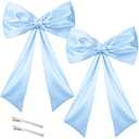 2 Pack Bow Decorations Satin Ribbon Twist Tie Bow Large Wall Bow Birthday Party Decor for Coquette Bachelorette Decorations Baby Shower Bridal Party Supplies Blue