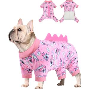 CuteBone Dinosaur Costume Dog Pajamas, Stretchy Spandex Crystal Velvet Sleepwear Coat for Small Dogs, Soft & Warm Pet Outfit Clothes for Cold Weather, Cozy Pullover Design COSP09M, Medium
