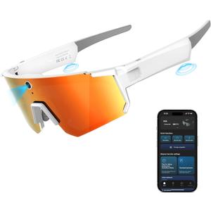 V06 Smart Glasses for Men, Sport AI Camera with EIS+Gyro Stabilization, Polarized Lenses for Cycling, Dual-Mic Noise Cancelling, IP66 Weatherproof, 4GB RAM, AI Glasses with Chat GPT