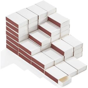60PCS Blank Matches Containers 2.24 x 1.42 x 0.59 inches White DIY Match Books Storage Boxes Bulk Match Holder with Double-Sided Striker for Wedding Bridal Baby Shower Birthday Party Favor (No Matches)