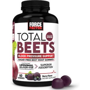 Force Factor Total Beets Gummies, Blood Pressure Support, Liposomal Beet Powder for Superior Absorption, Grape Seed for Nitric Oxide, Circulation & Heart Health, Sugar Free, Mixed Berry, 60 Gummies (EXP 07/28/27)
