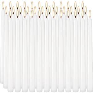 YOROXRG 36 Pack White Taper Candles, 7-8 Hours Burn Time, Unscented, Smokeless and Dripless, 0.8 x 10 Inch Dinner Candle Set for Household, Wedding, Party and Home Dcor Candlesticks